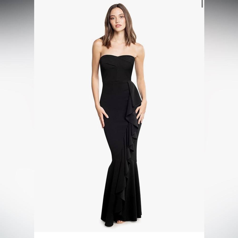 Dress The Population Paris Black Bodycon Strapless Evening Gown